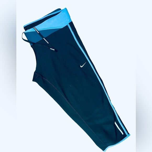 Nike Ankle Cropped Black and Blue Pants - Picture 1 of 5